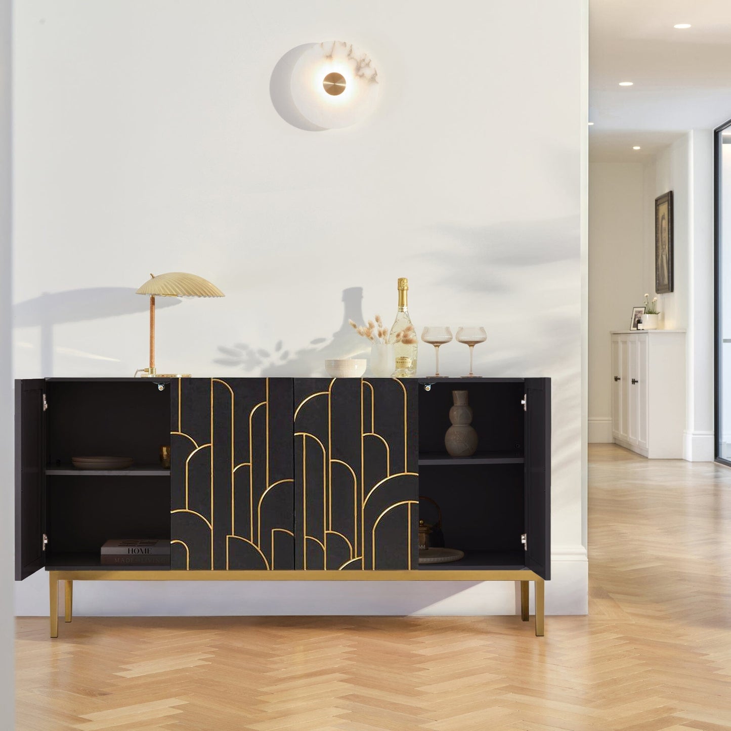 Gatsby Large 4 Door Sideboard – Noir Black - Laura James
