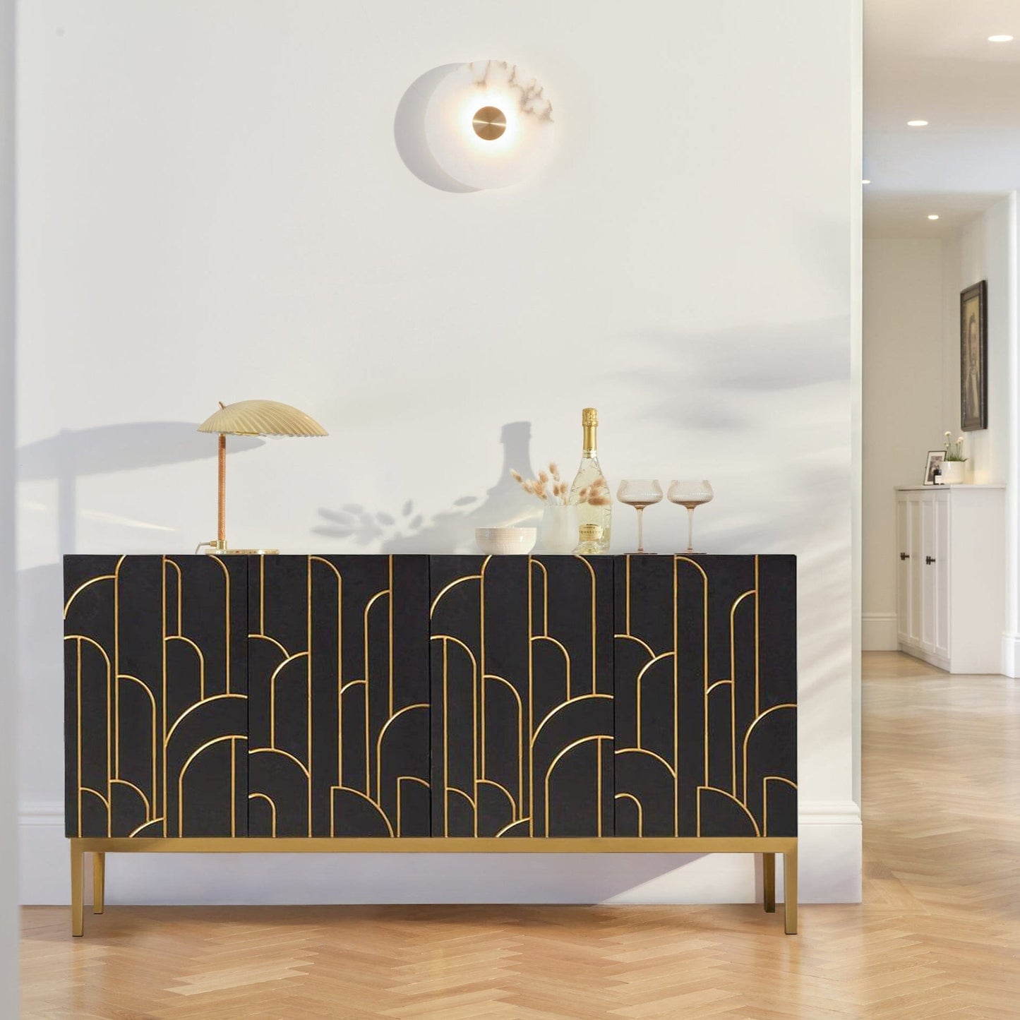 Gatsby Large 4 Door Sideboard – Noir Black - Laura James