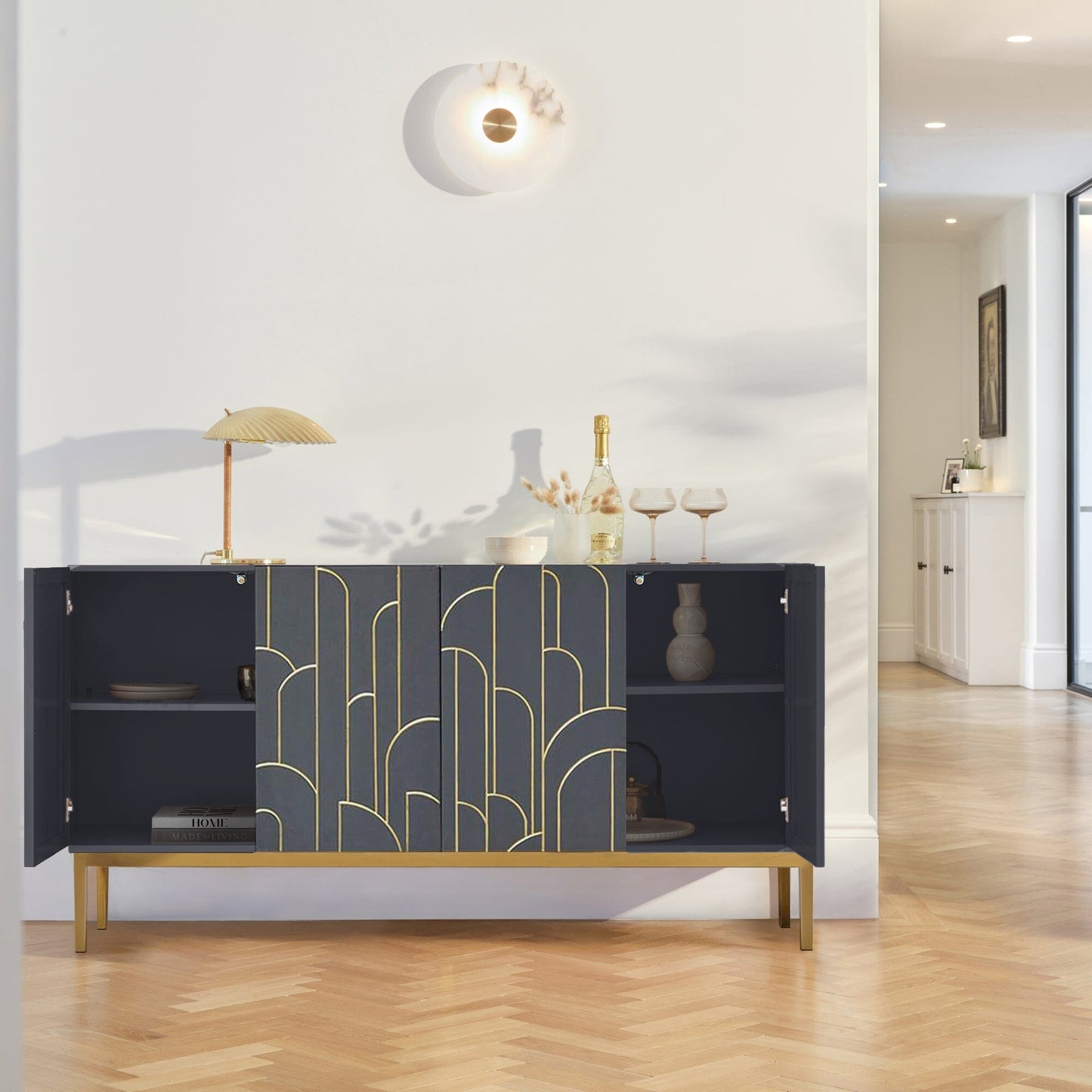 Gatsby Large 4 Door Sideboard – Smoke Grey - Laura James