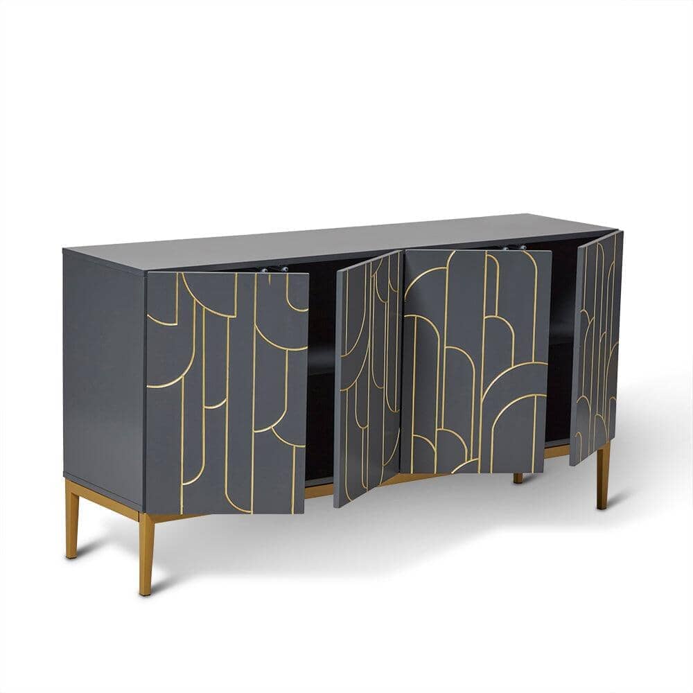 Gatsby Large 4 Door Sideboard - Smoke Grey