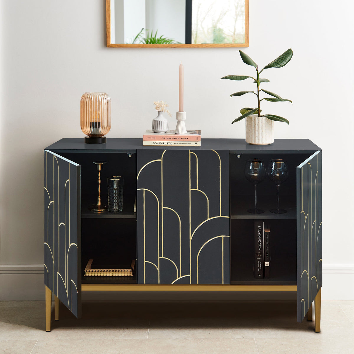 Gatsby 3 Door Sideboard – Smoke Grey - Laura James