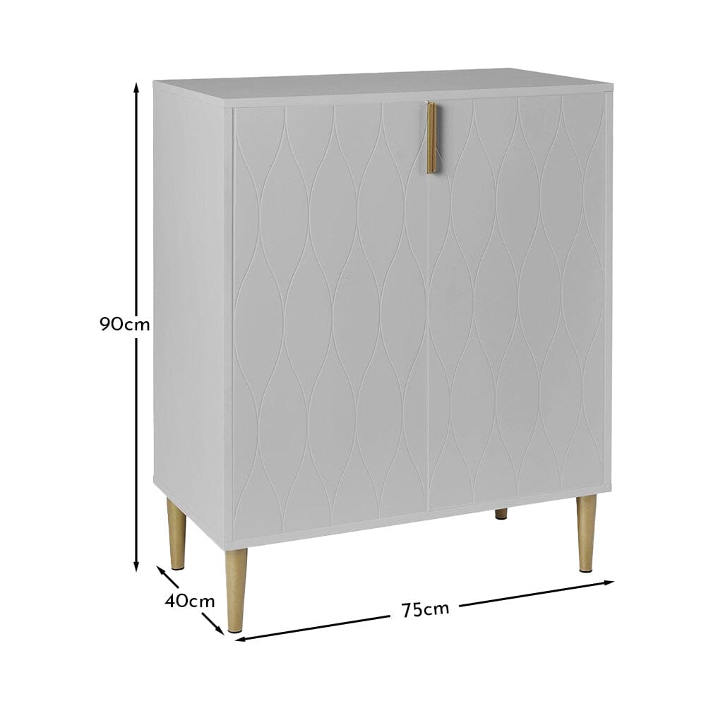Gloria 2 Door Small Sideboard - Grey & Brass Legs