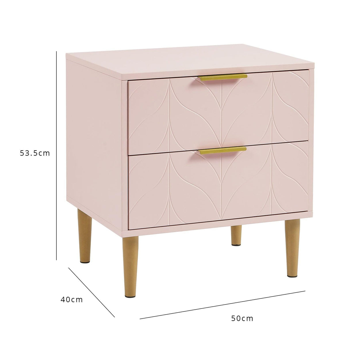 Gloria 4 Piece Bedroom Furniture Set - 3 Drawer Chest of Drawers - Blush Pink