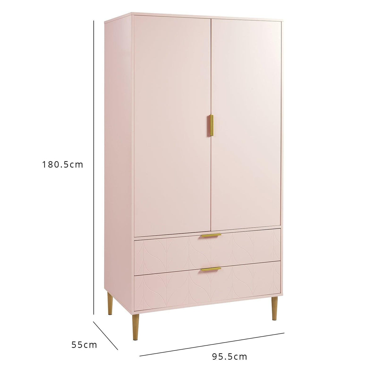 Gloria 4 Piece Bedroom Furniture Set - 3 Drawer Chest of Drawers - Blush Pink