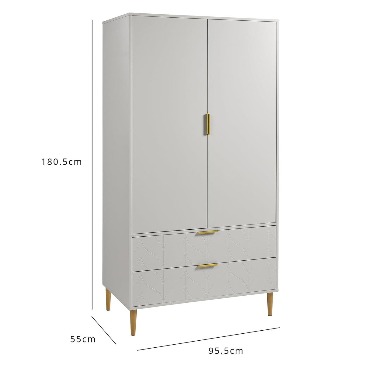 Gloria Wardrobe & Drawers Set - 4 Over 4 Chest of Drawers - Grey