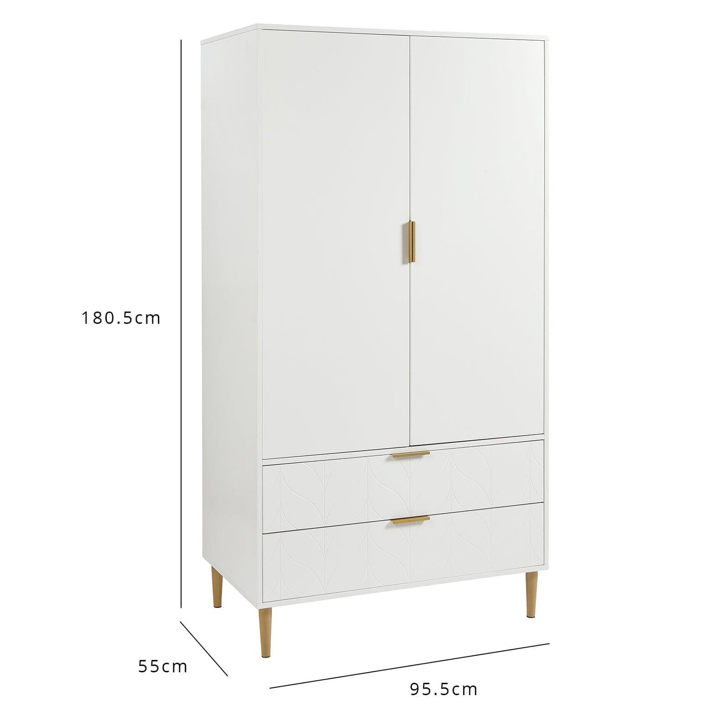 Gloria Wardrobe & Drawers Set - 4 Over 4 Chest of Drawers - White
