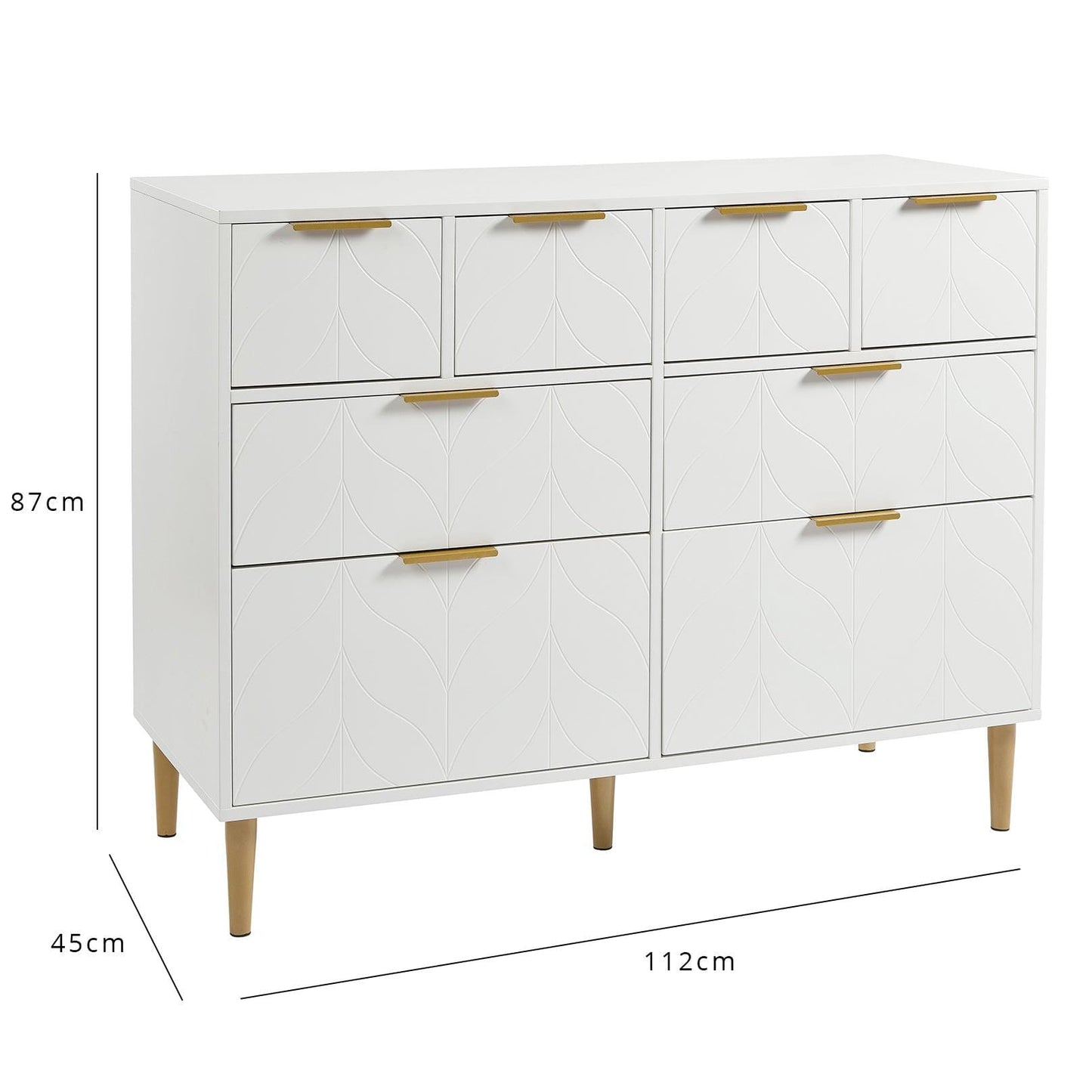 Gloria Wardrobe & Drawers Set - 4 Over 4 Chest of Drawers - White