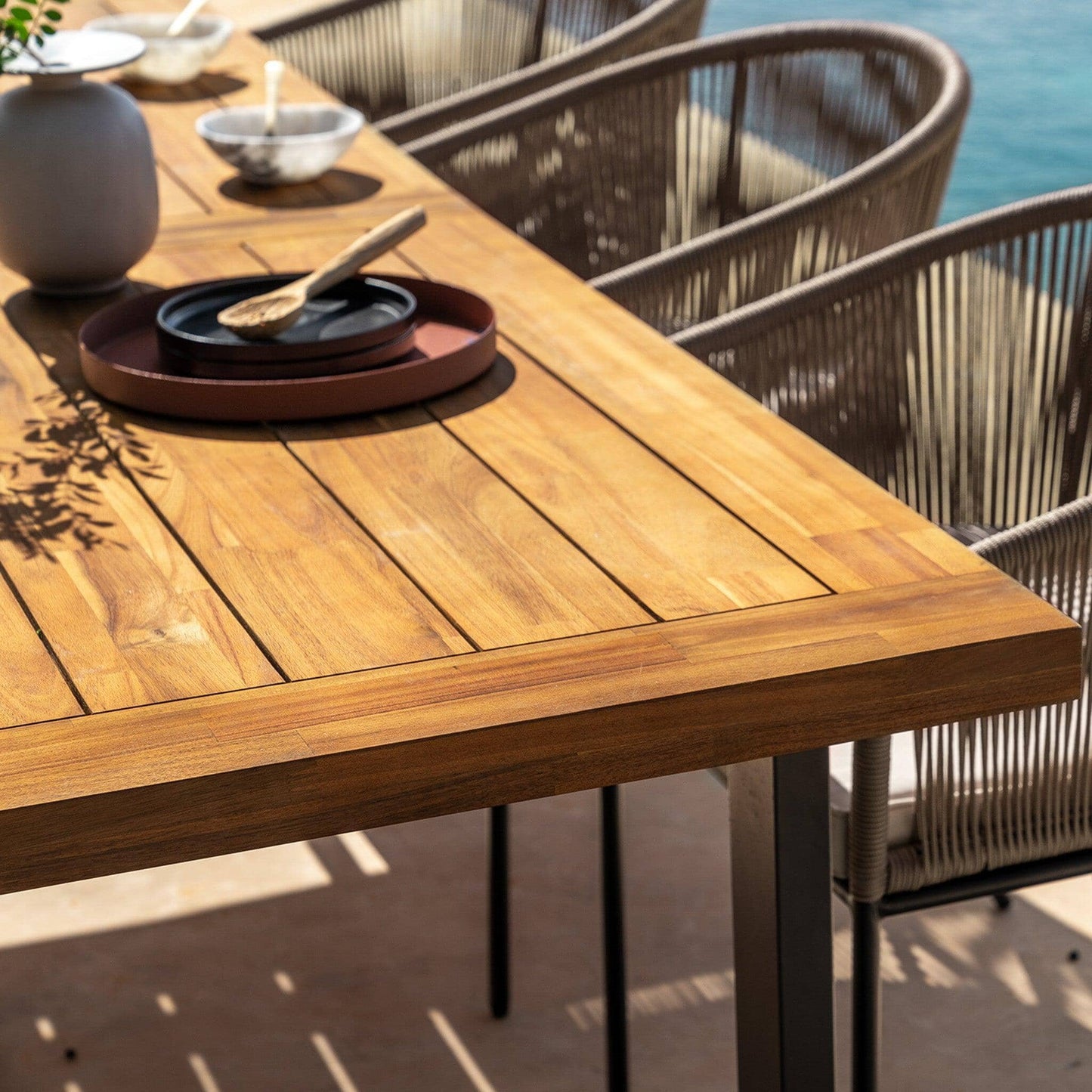 Hali 4 Seater Outdoor Dining Set with Hali Natural Chairs - 175cm