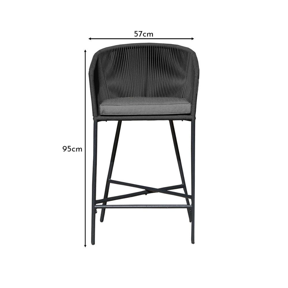 Hali Black Rope Garden Bar Stool with Cushion