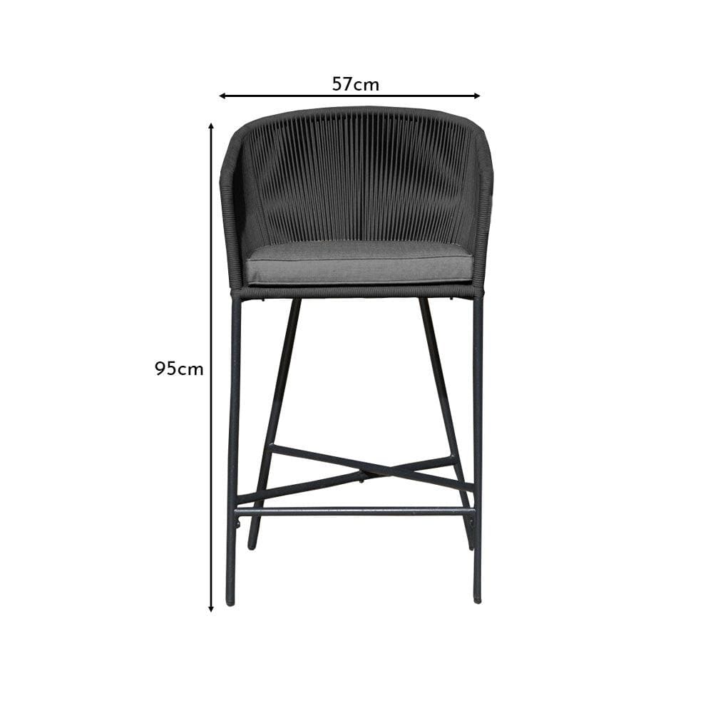 Outlet - Hali Black Rope Garden Bar Stool with Cushion