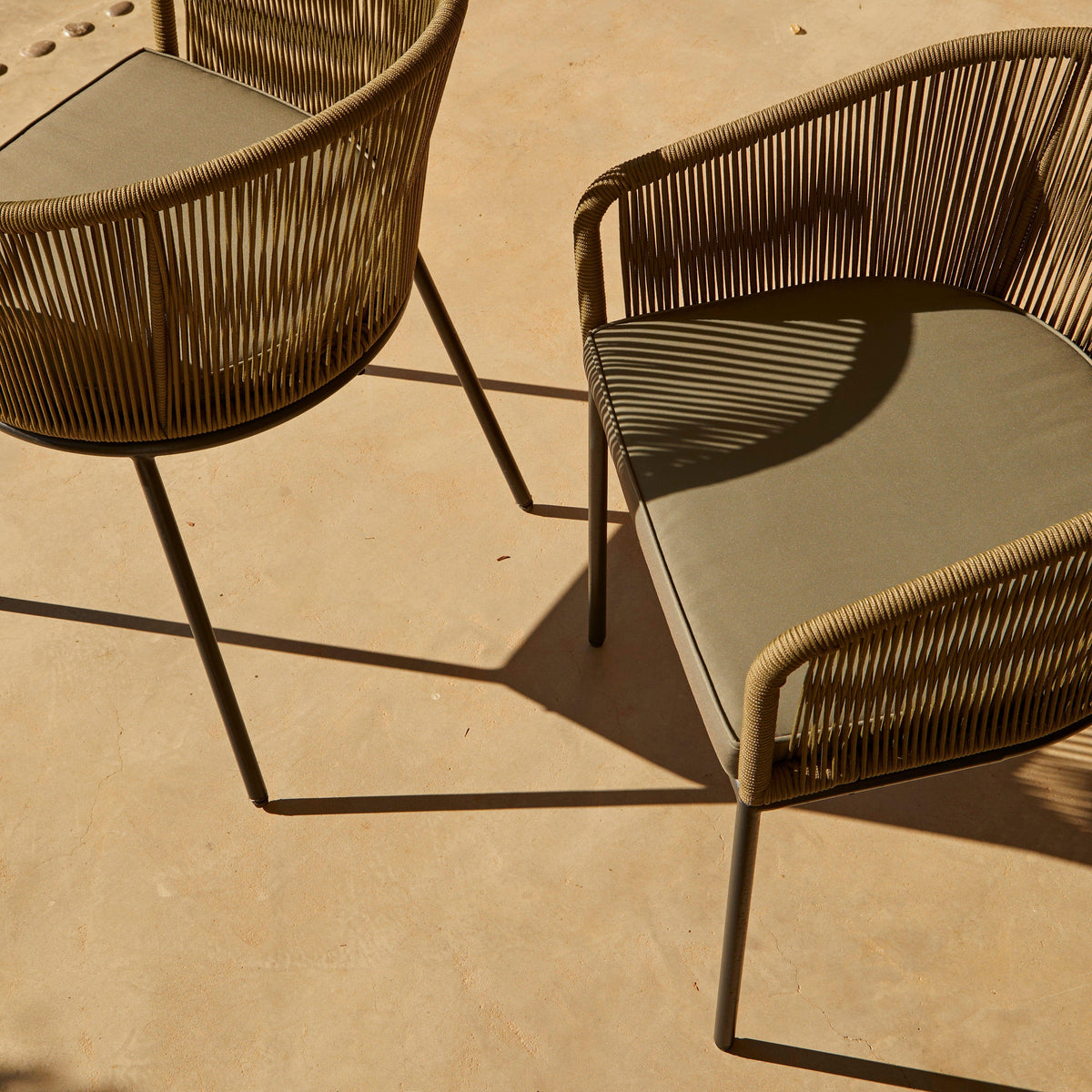 Hali Khaki Green Rope Chair with Cushion - Set of 2