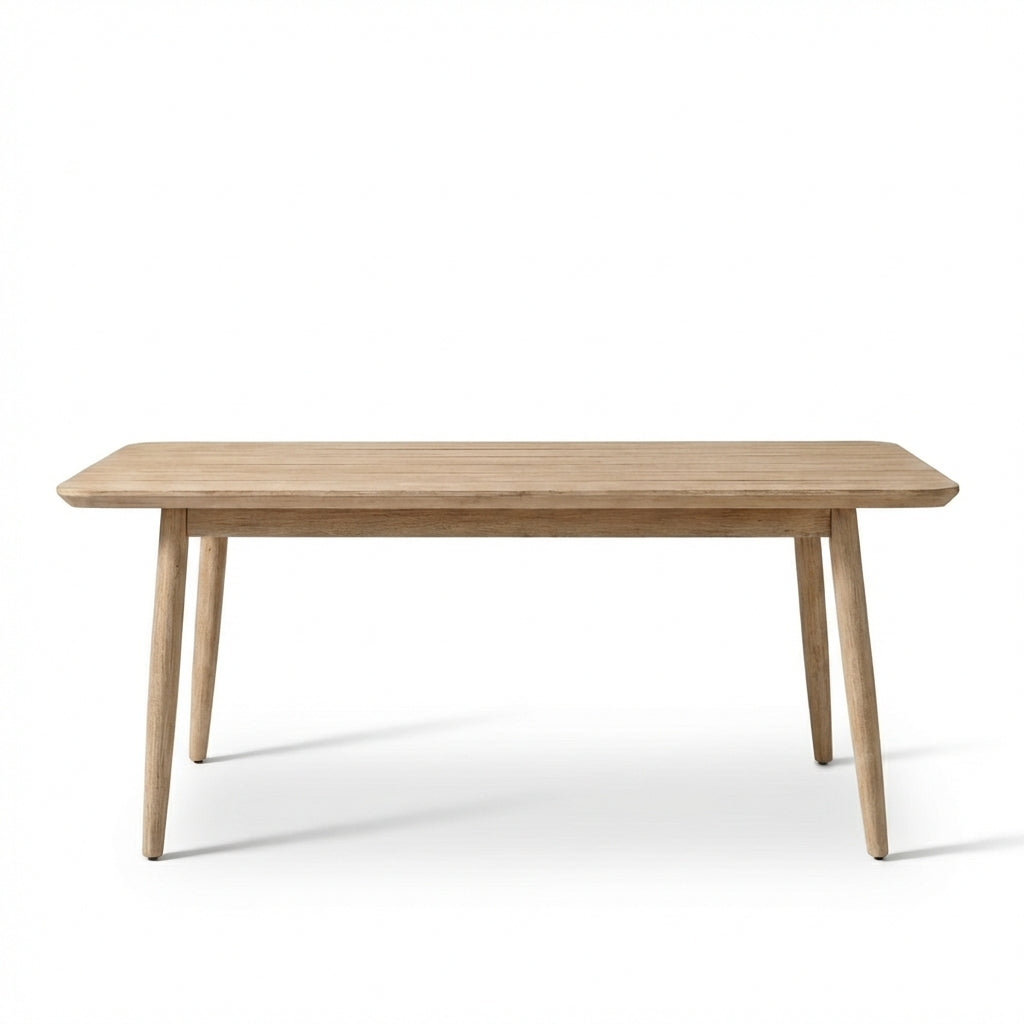 Elowen 6 Seater Wooden Garden Dining Table - Light Brushed Acacia - Laura James