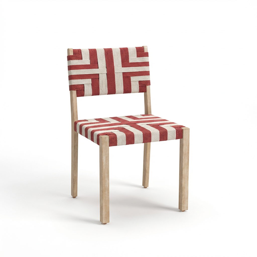 Saffron Brushed Light Acacia Garden Chair - Set of 2 - Beige/Paprika