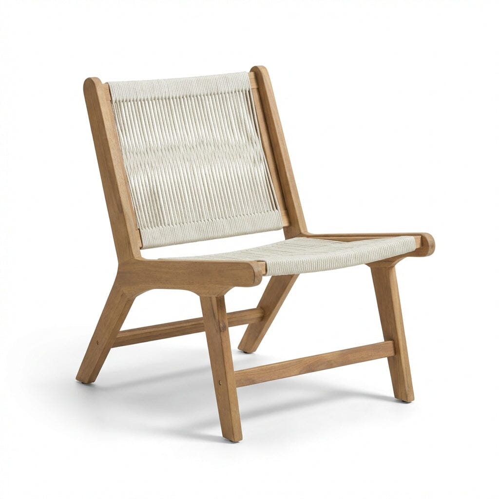 Seren White Acacia Occasional Garden Chair - Beige Rope - Laura James
