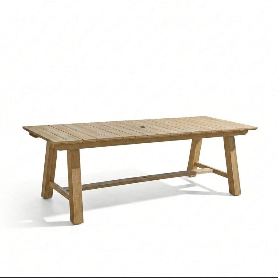 Shiro 8 Seater Wooden Garden Dining Table - Brushed Light Acacia - Laura James