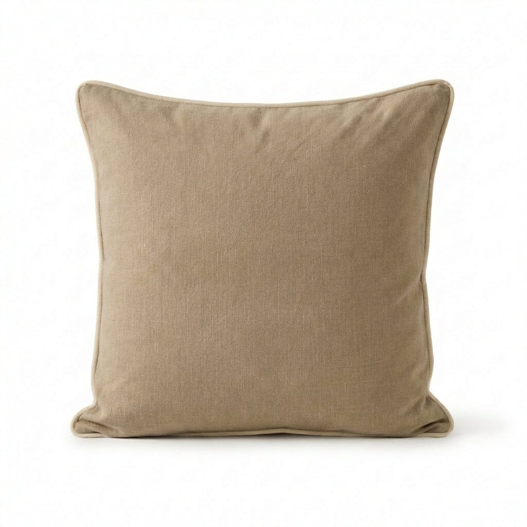 Camber 57x57cm Outdoor Cushion Cover - Sand with Off White Piping - Laura James