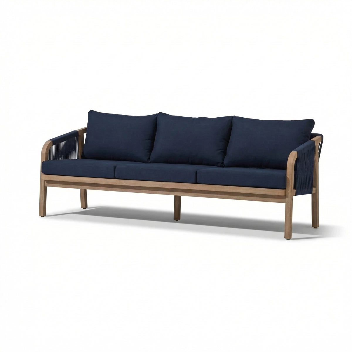 Shiro Wooden Garden Set with 3 Seater Sofa - 2 Shiro Armchairs with Delphi Oval Coffee Table and Side Table - Laura James