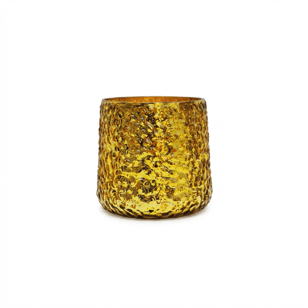 Flivik 12cm Glass Tea Light Holder - Gold - Laura James