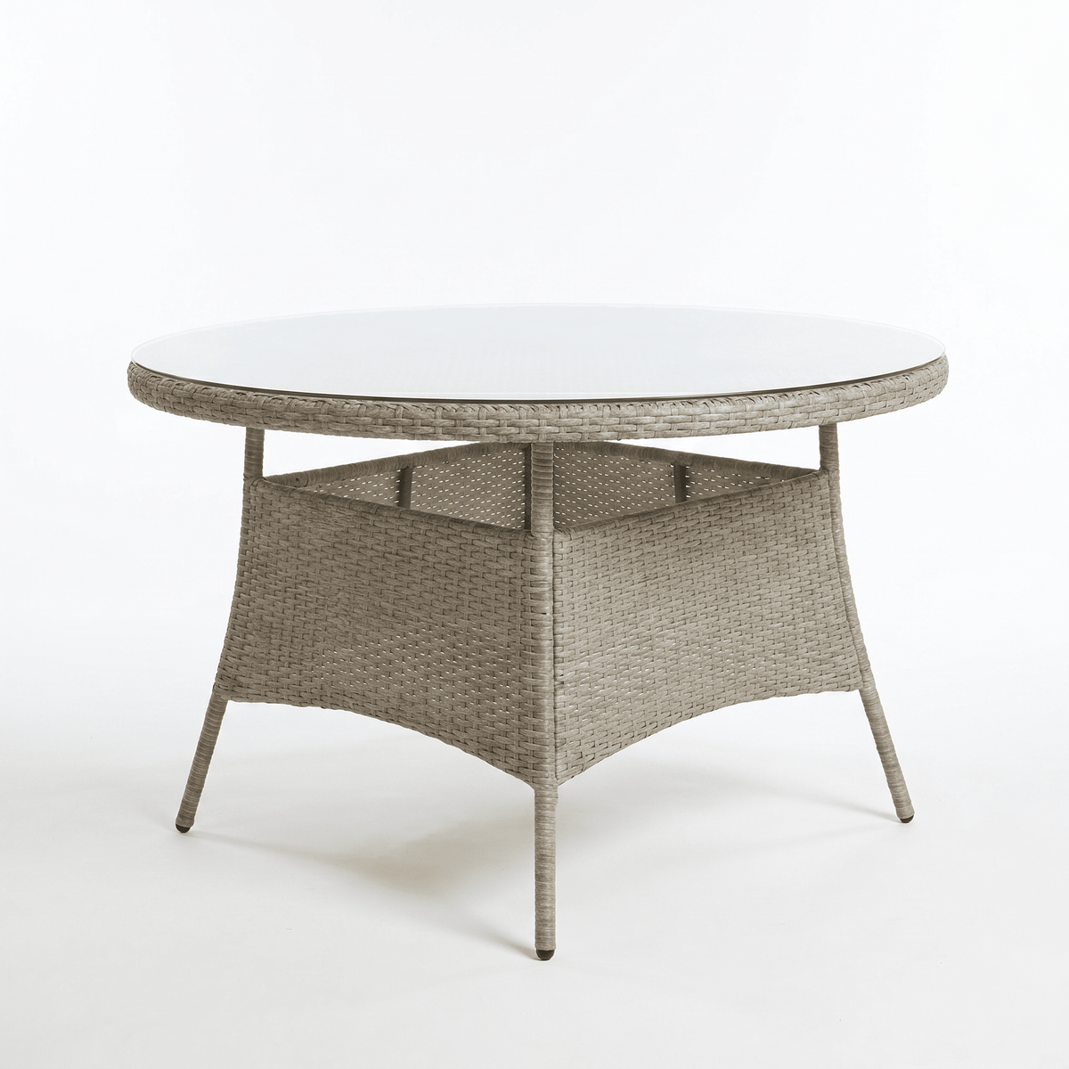 Kemble 6 Seater Round Rattan Garden Dining Set with Kemble/Marston Dining Chairs - Light Grey - Laura James