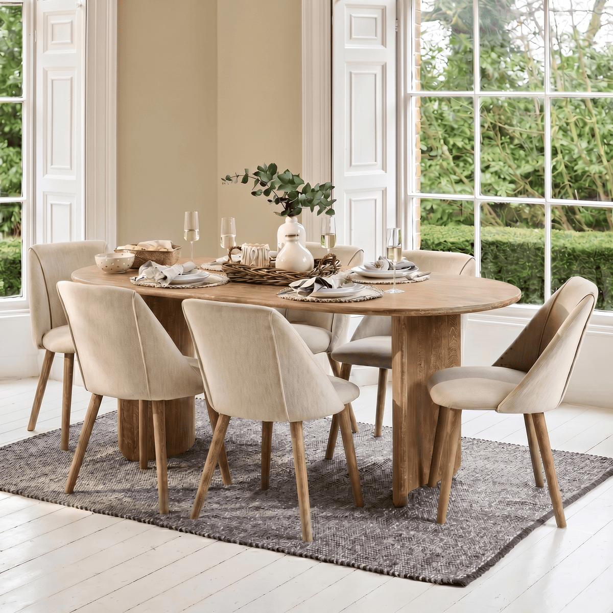 Imogen Chalked Mango Wood Rectangular Dining Table - 190cm - Laura James