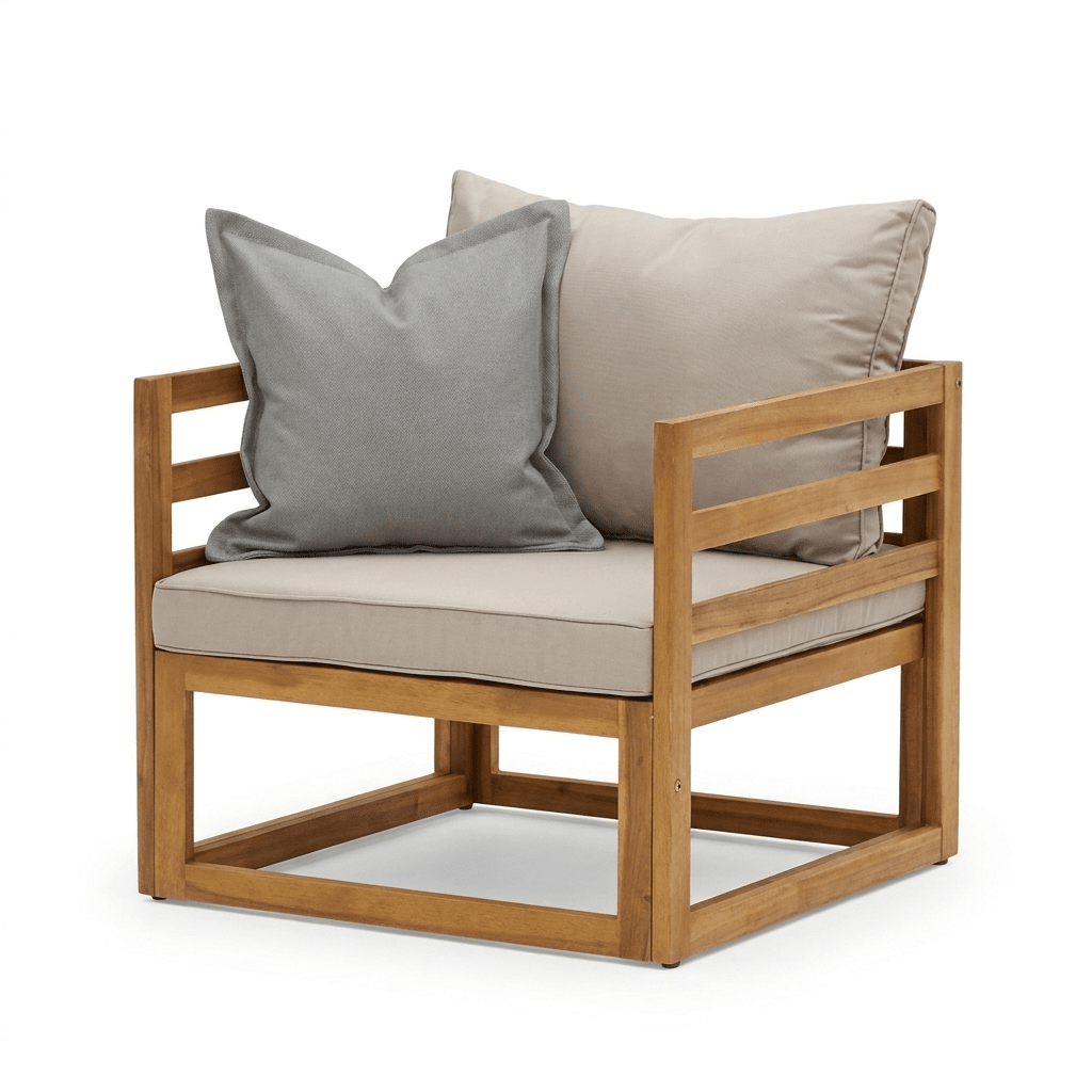 Rowan Natural Wooden Garden Armchair - Sand - Laura James