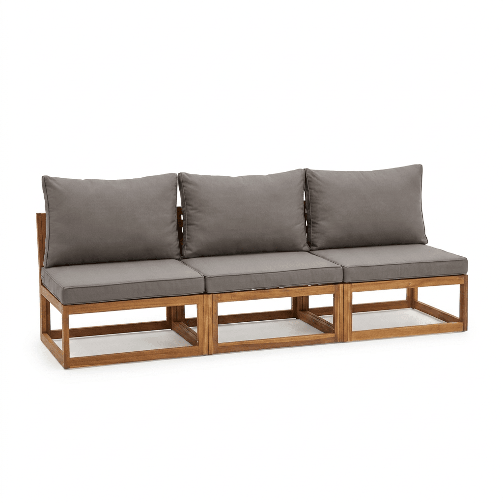 Rowan Grey 3 Seater Wooden Garden Sofa - Laura James