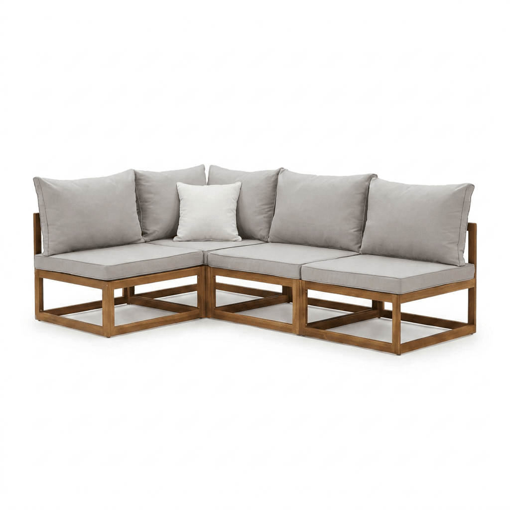 Rowan Natural 4 Seater Wooden Corner Sofa Set - Laura James