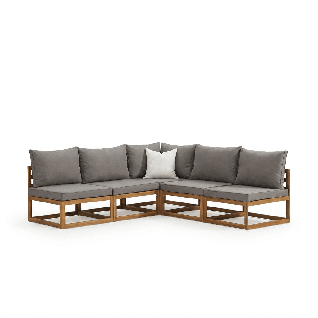 Rowan Grey 5 Seater Wooden Corner Sofa - Laura James