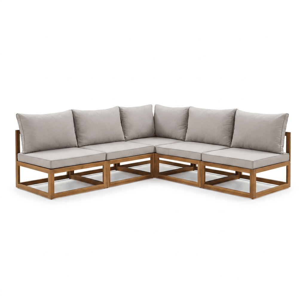 Rowan Natural 5 Seater Wooden Corner Sofa Set - Laura James