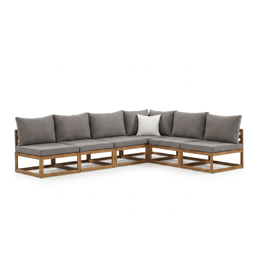 Rowan Grey 6 Seater Wooden Corner Sofa - Laura James