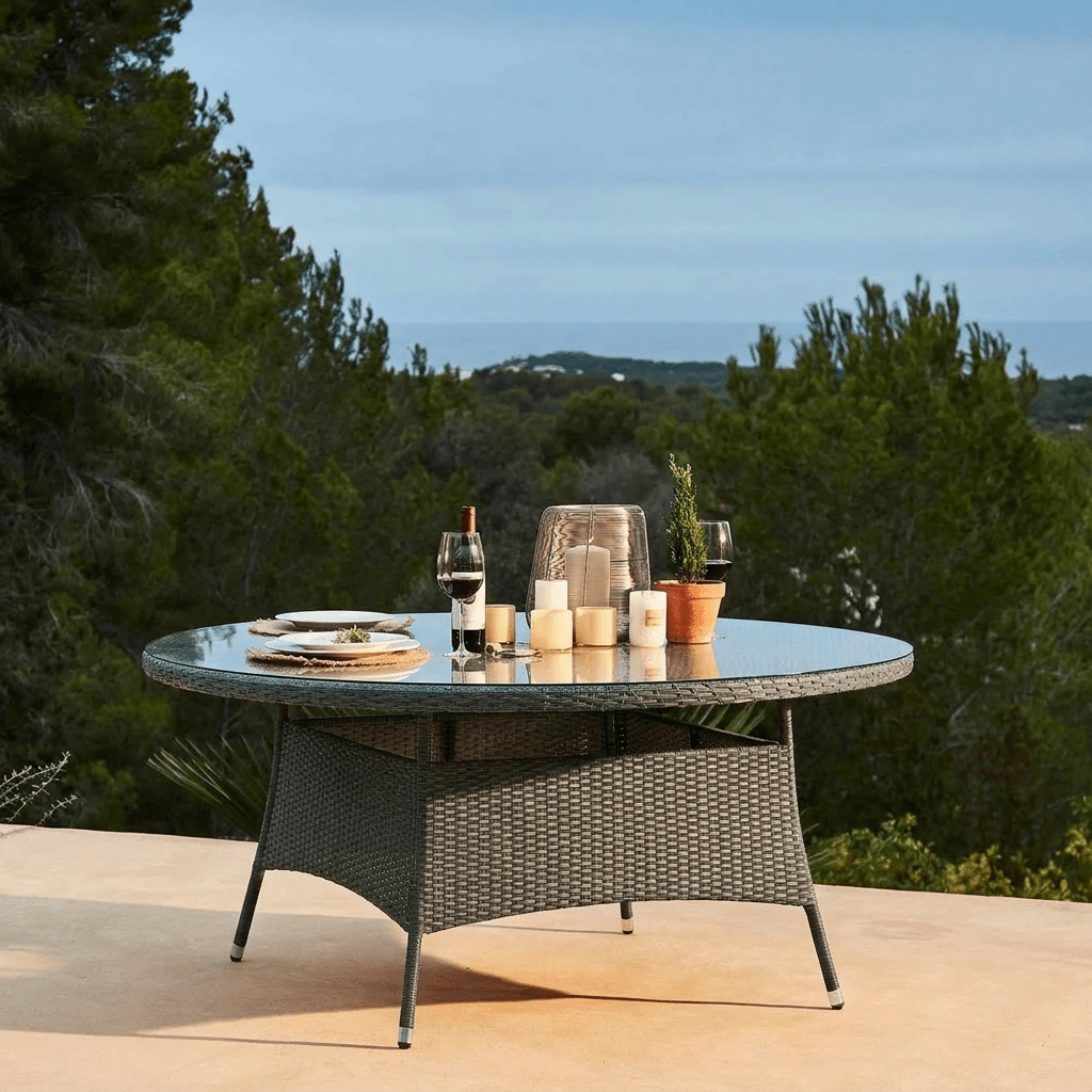 Kemble 8 Seater Garden Round Dining Table - Grey