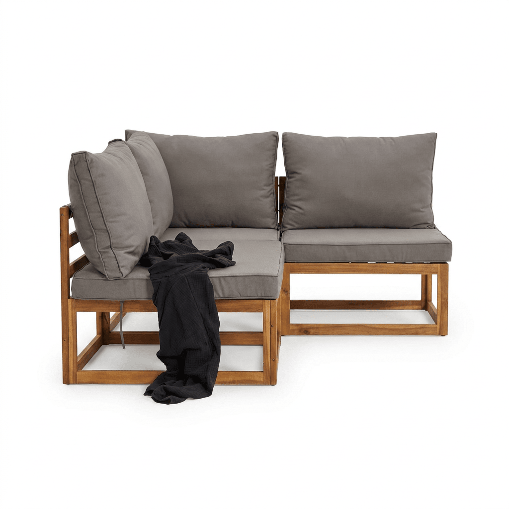 Rowan Grey 3 Seater Wooden Corner Sofa Set - Laura James