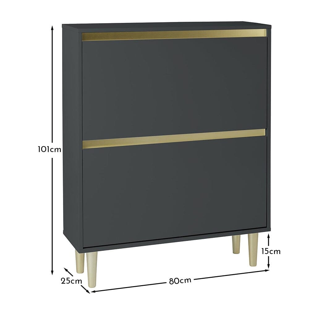 Iliana Shoe Cabinet - 2 Door - Charcoal Grey