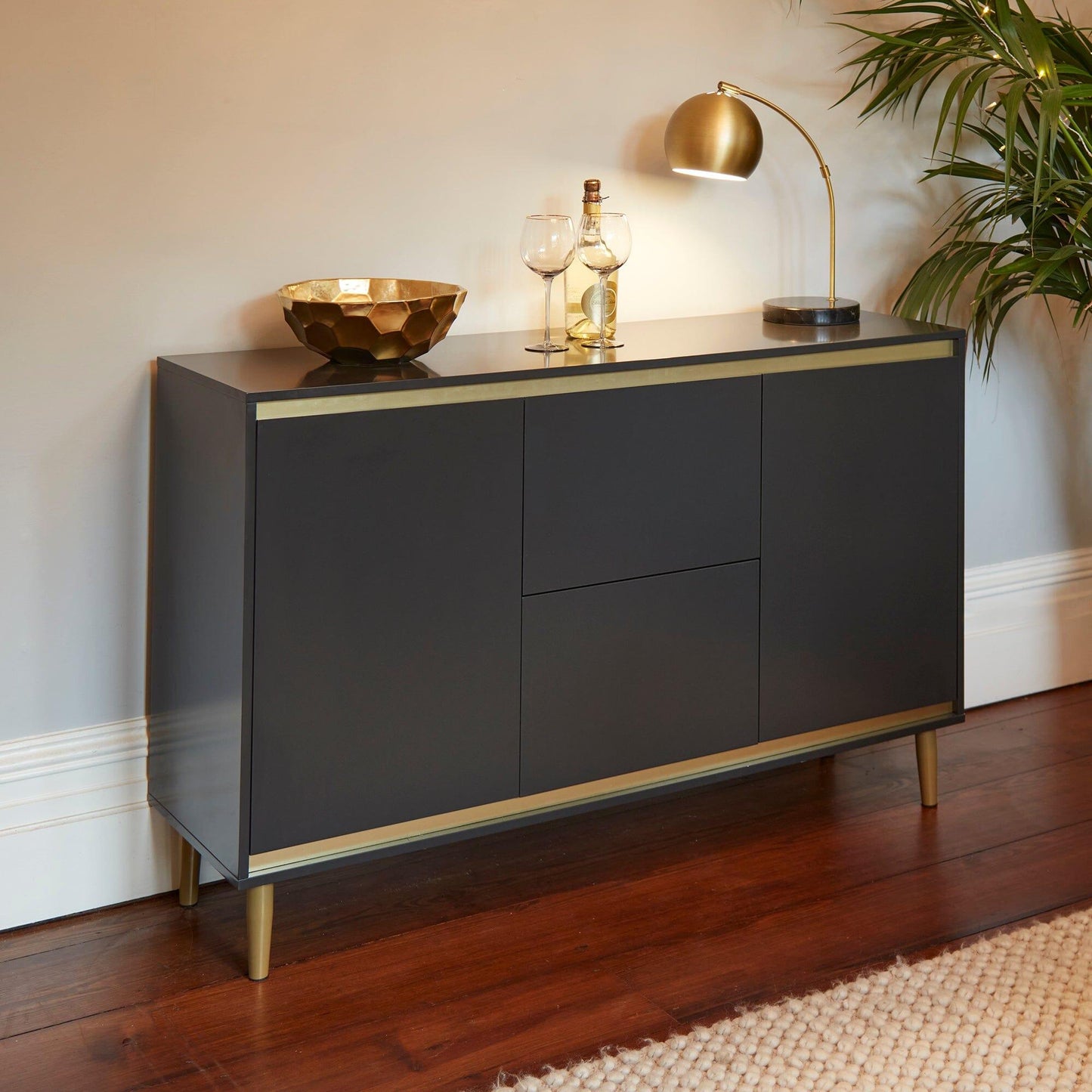 Iliana sideboard - 2 door 2 drawer - charcoal grey - Laura James