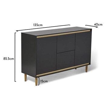 Iliana sideboard - 2 door 2 drawer - charcoal grey - Laura James