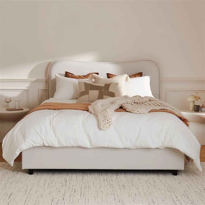 Finola King Ottoman Bed with Mattress Set - Ivory - Laura James