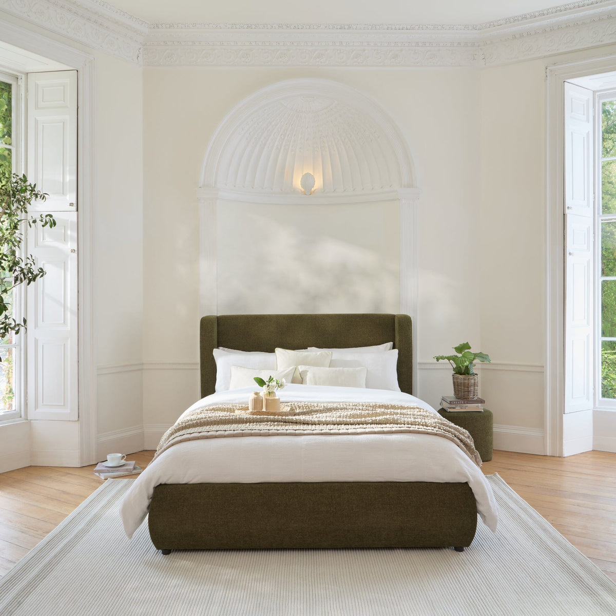 Hannah King Ottoman Bed - Moss Green - Laura James