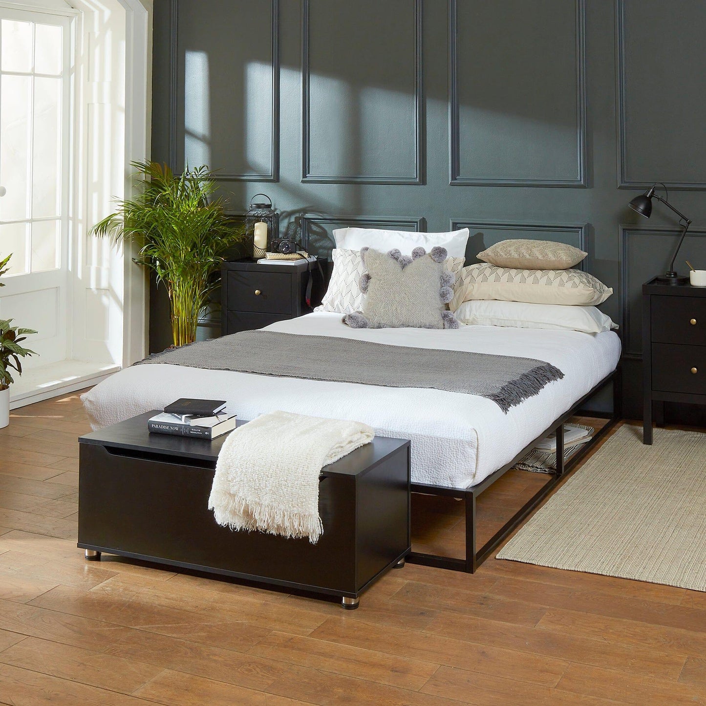 Indy Double Platform Bed - Black Metal - Laura James