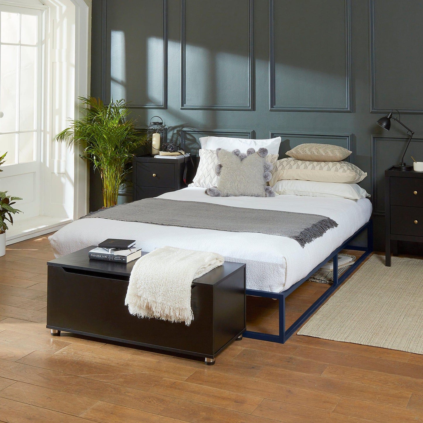Indy Blue Metal Frame Double Bed - Laura James