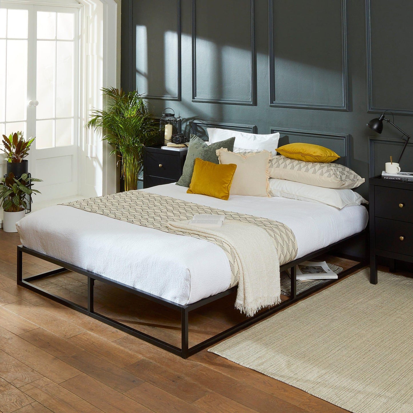 Indy King Size Platform Bed - Black Metal - Laura James