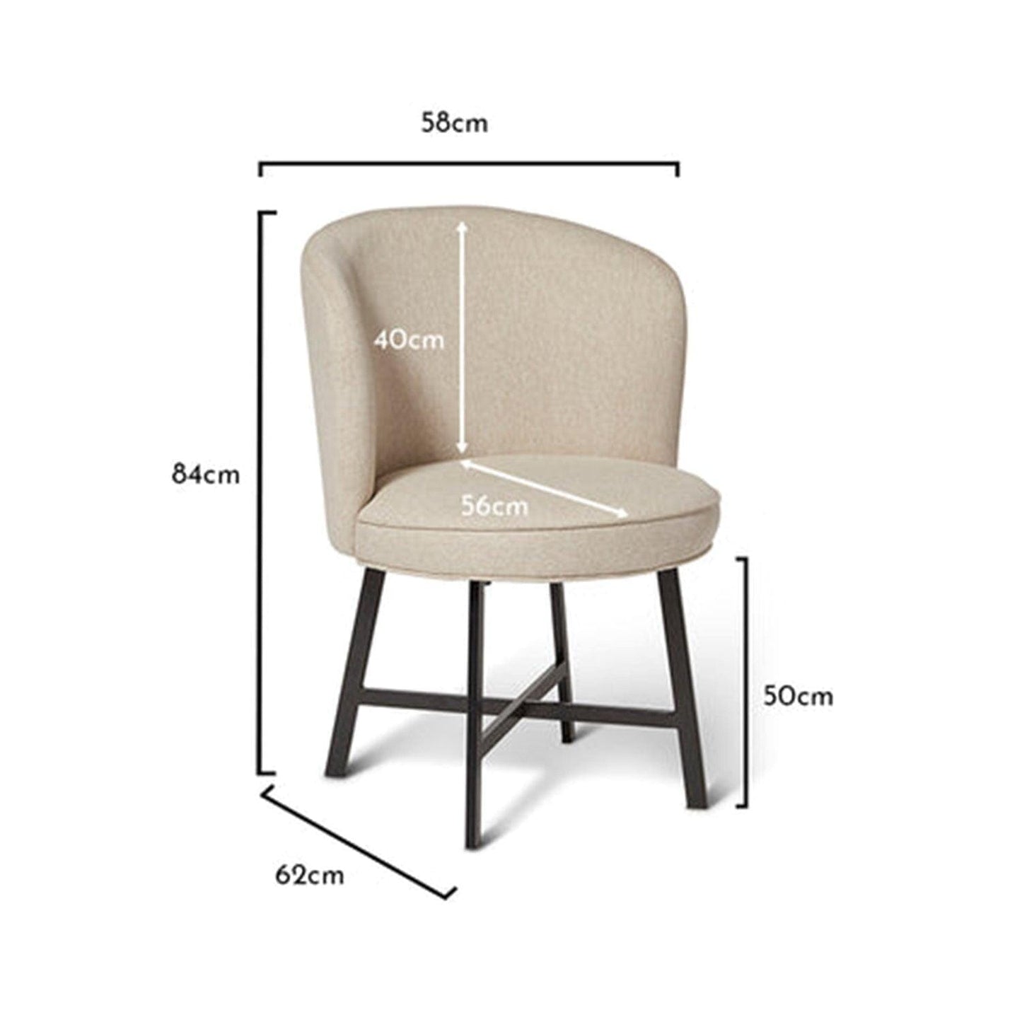 Jacob Sand Dining Chairs - Set of 2 - Black Legs