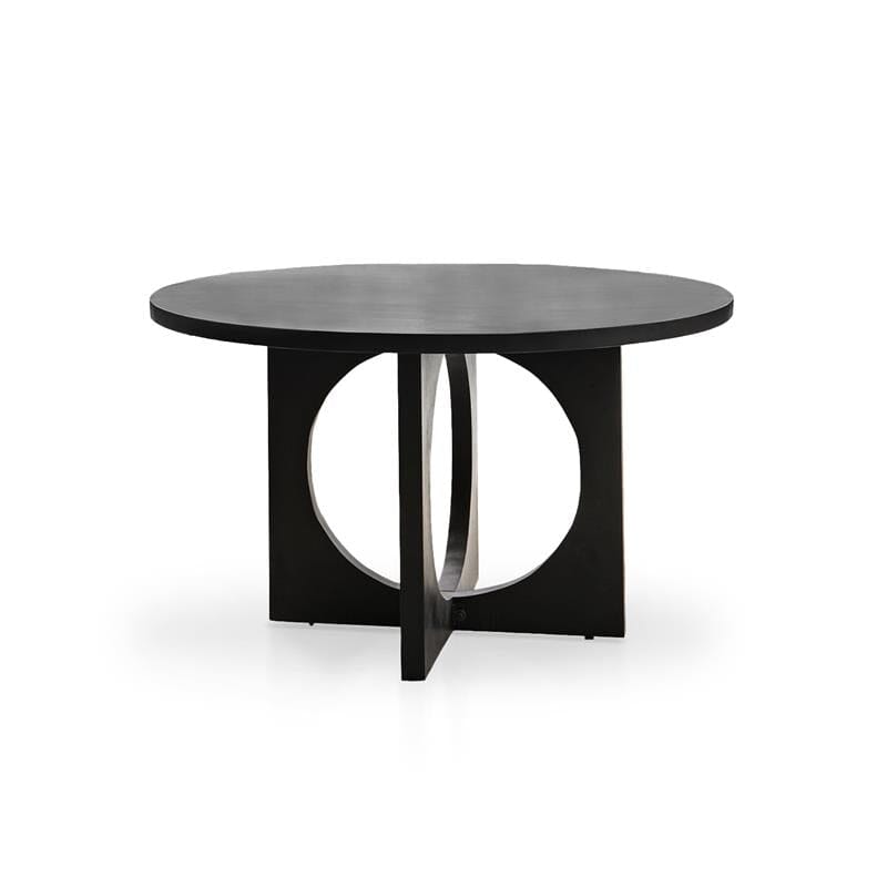 Jade Jet Black Round Acacia Dining Table - Laura James