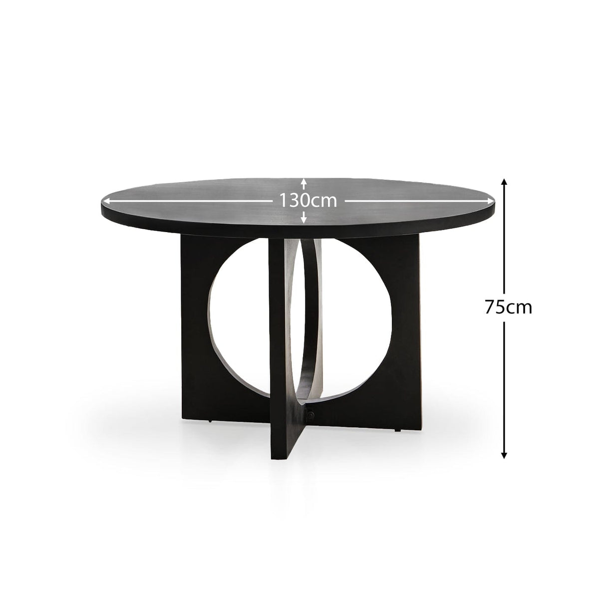 Jade Jet Black Acacia Wood Round Dining Table - Laura James