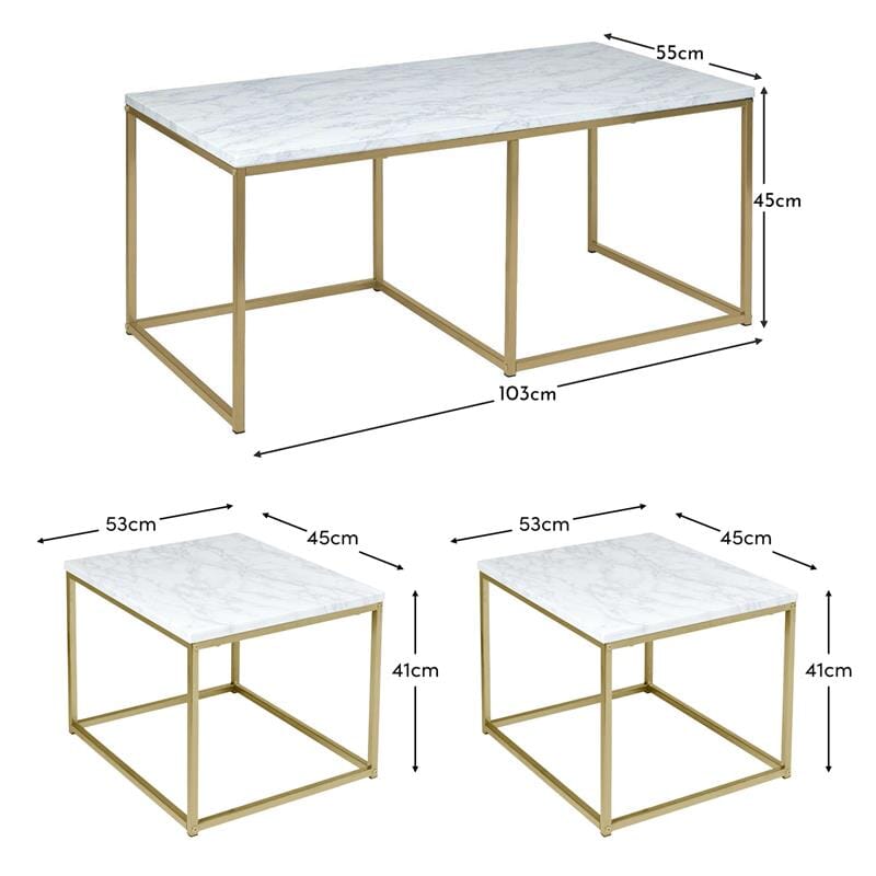 Jay Marble Effect Coffee Table Set - Laura James
