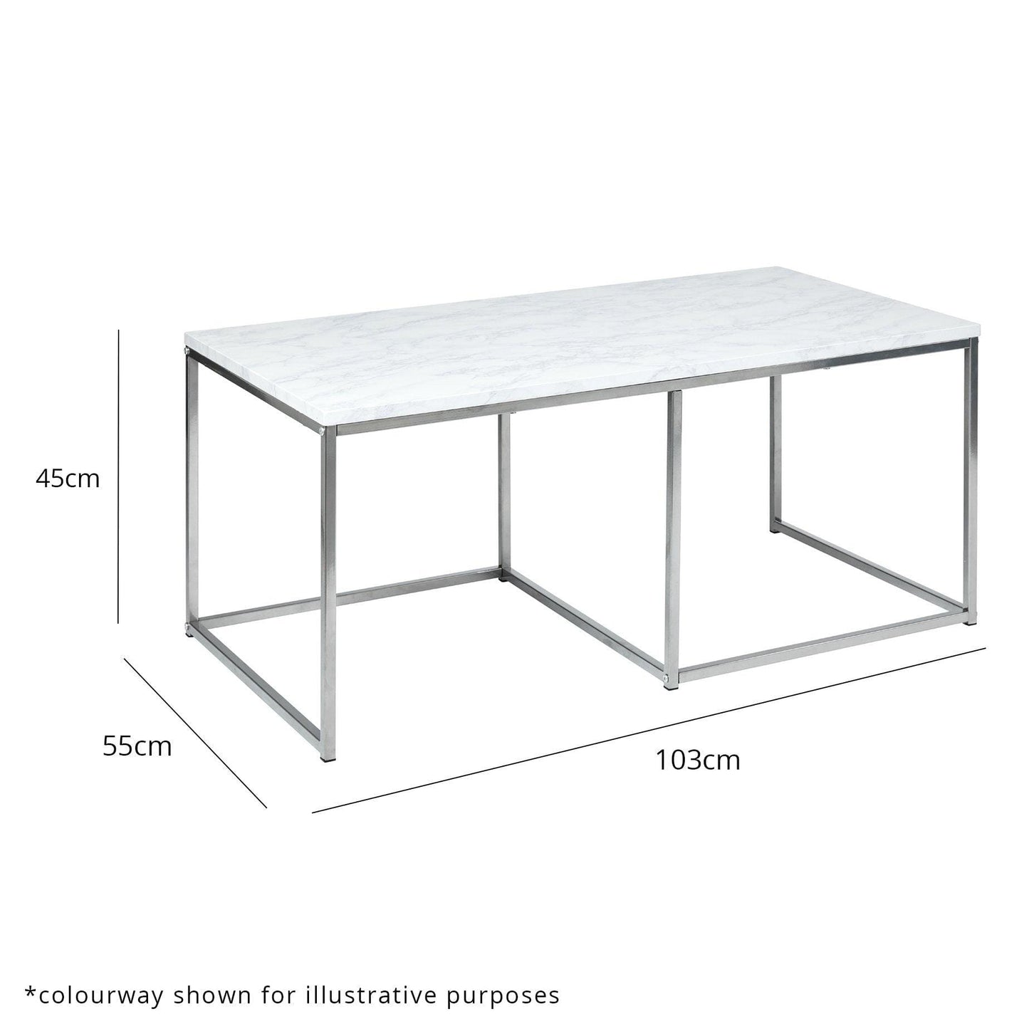 Jay Marble Effect Coffee Table - Black Frame