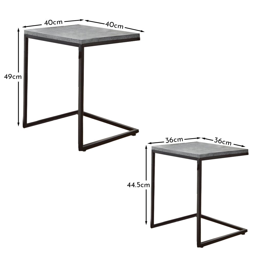 Jay Concrete Nest of Tables - Black Frame