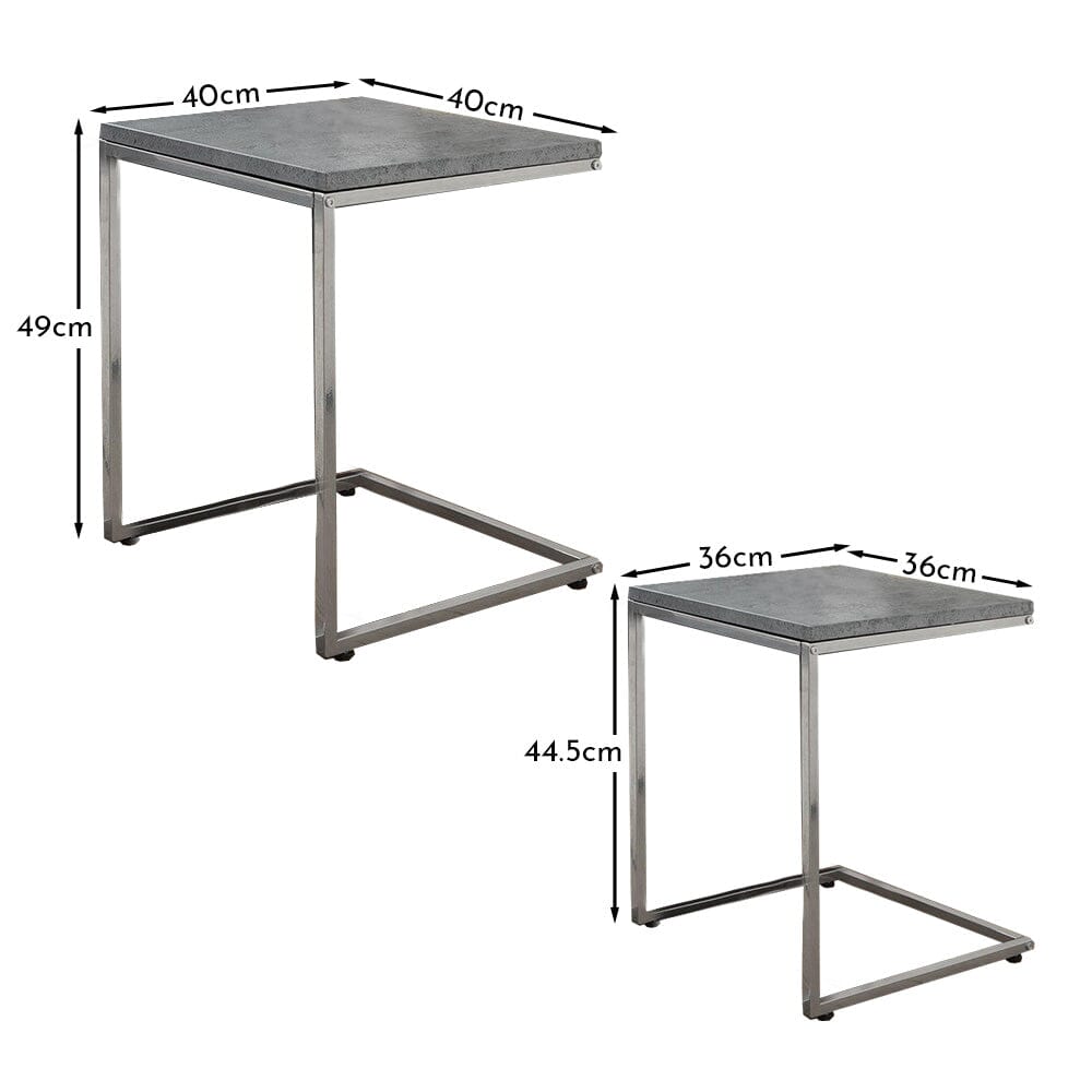 Jay Concrete Nest of Tables - Chrome Frame