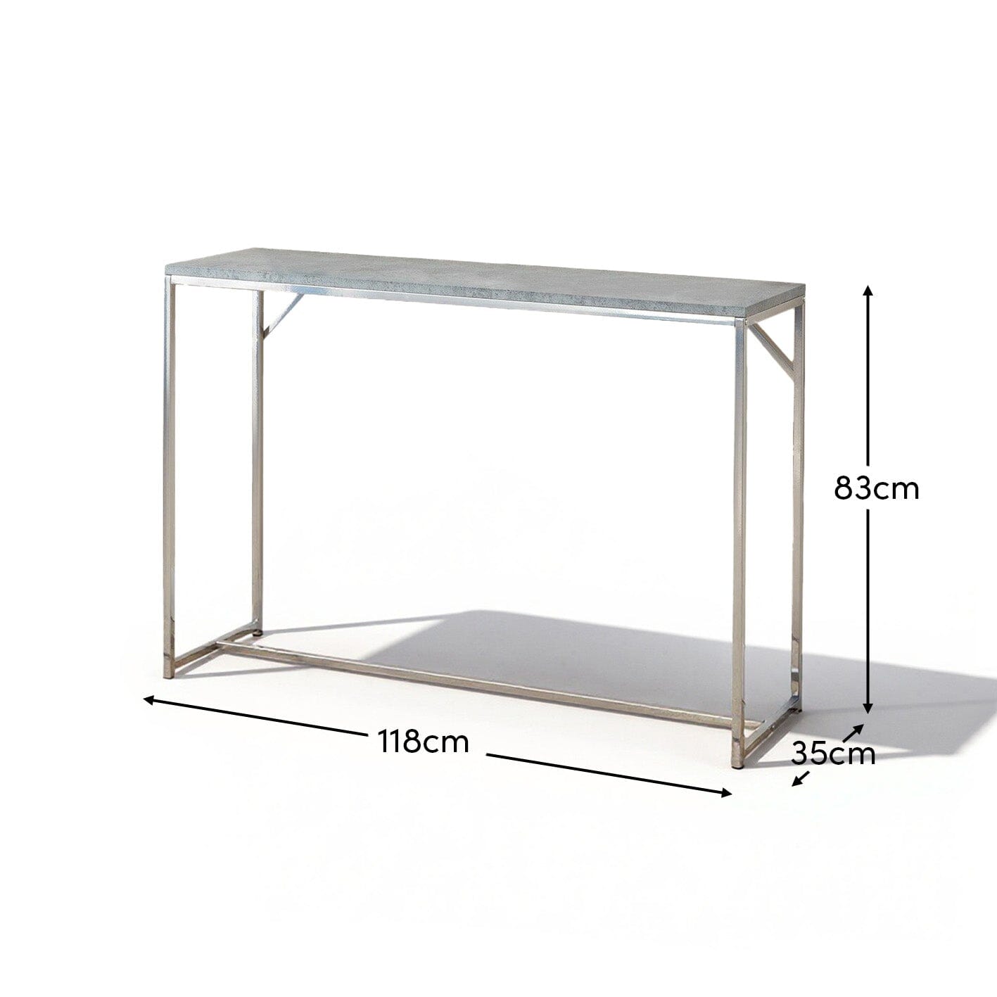 Jay console table - concrete effect and chrome - Laura James