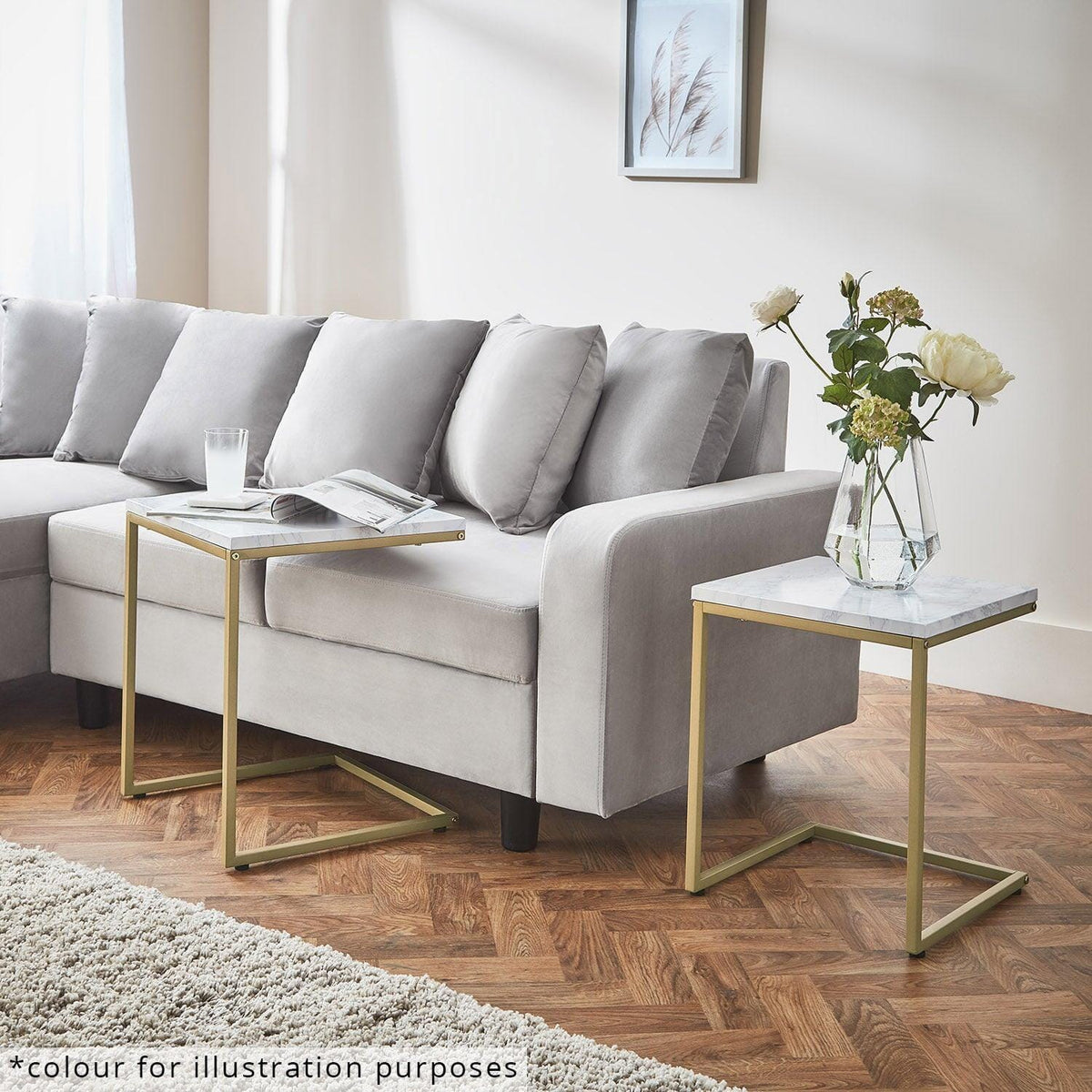 Jay Marble Effect Nest of Tables - Black Frame