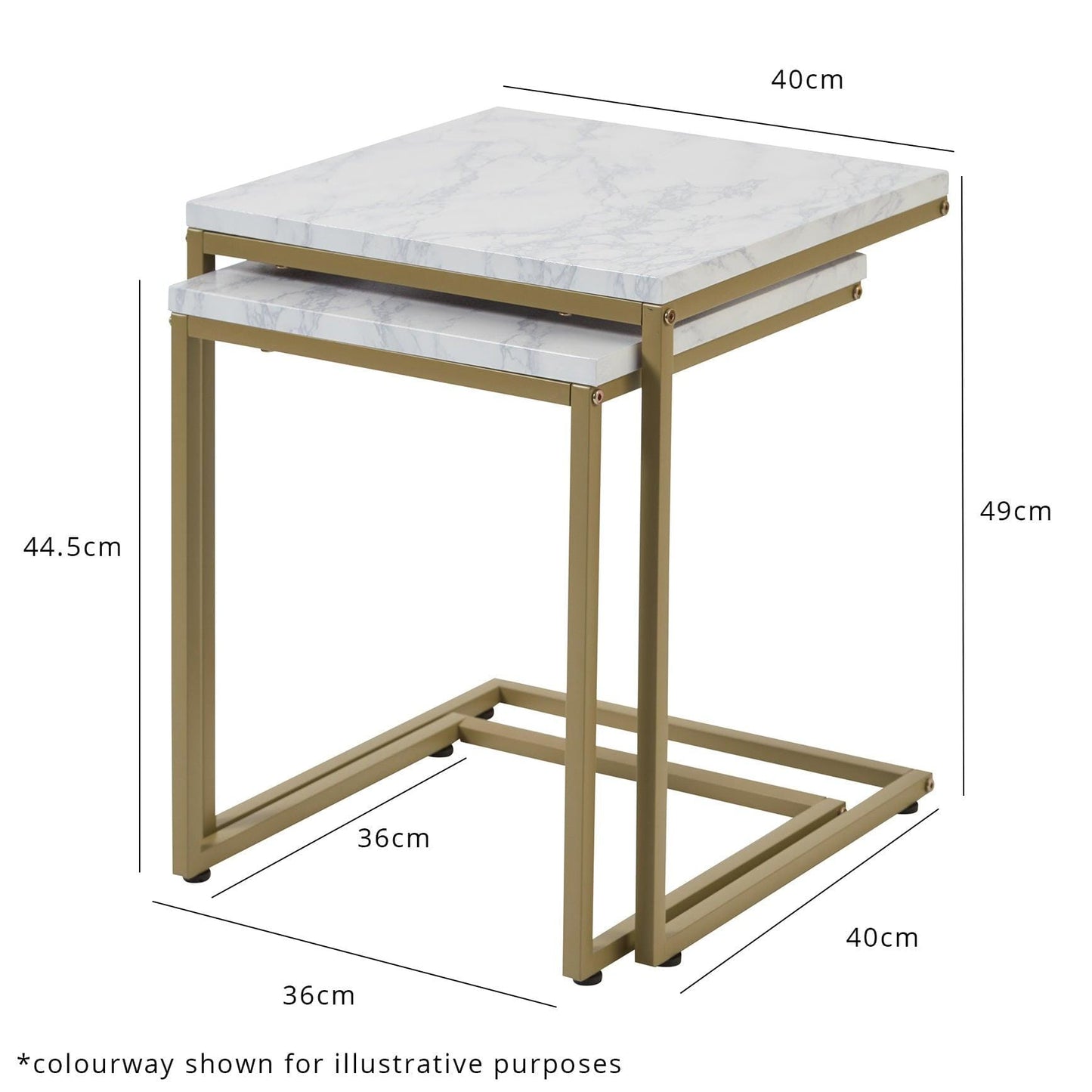 Jay Marble Effect Nest of Tables - Chrome Frame